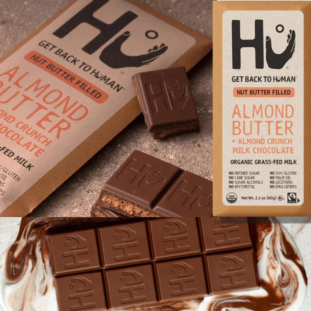 Hu Almond Crunch Coconut Flakes Bar offers nutty texture with coconut flakes.