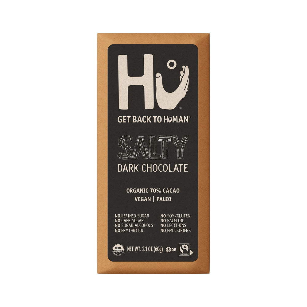 Organic coconut sugar note on Hu bar for natural sweetness.