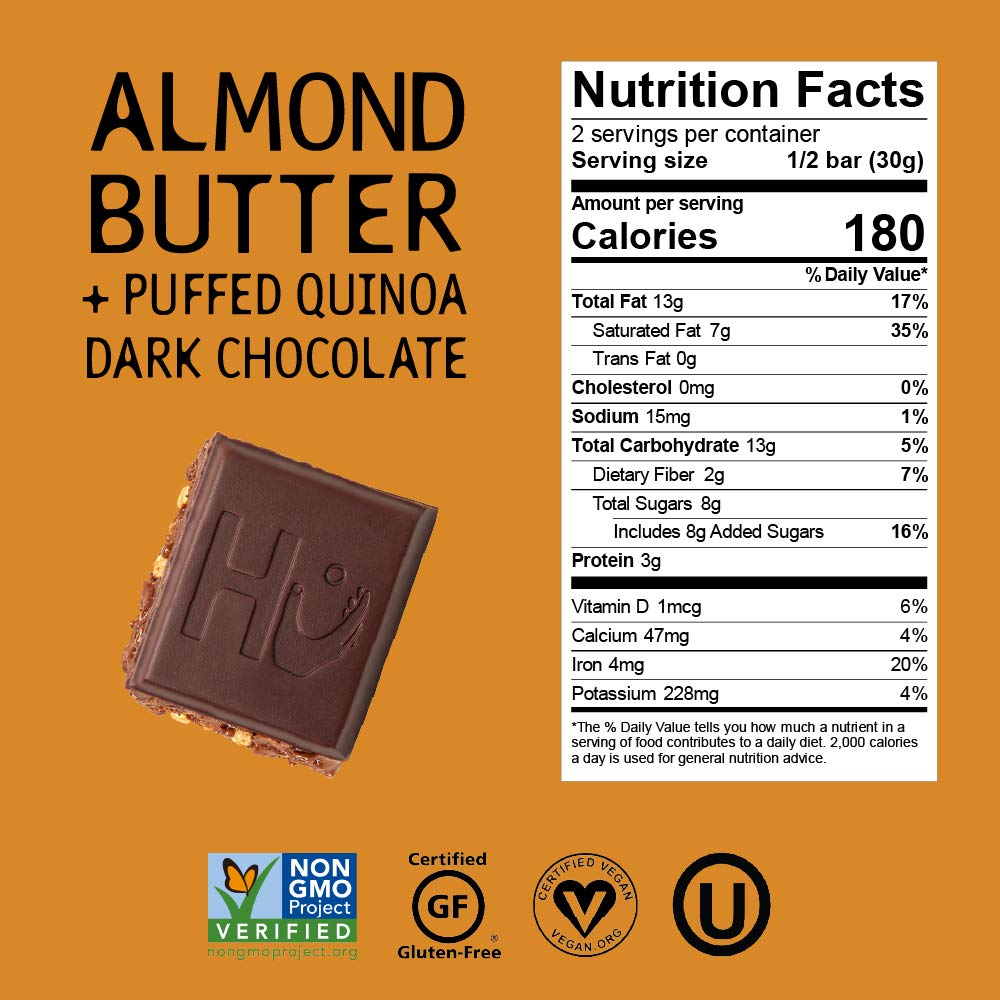 Hu Chocolate Bars close-up reveals rich dark chocolate for a decadent bite.
