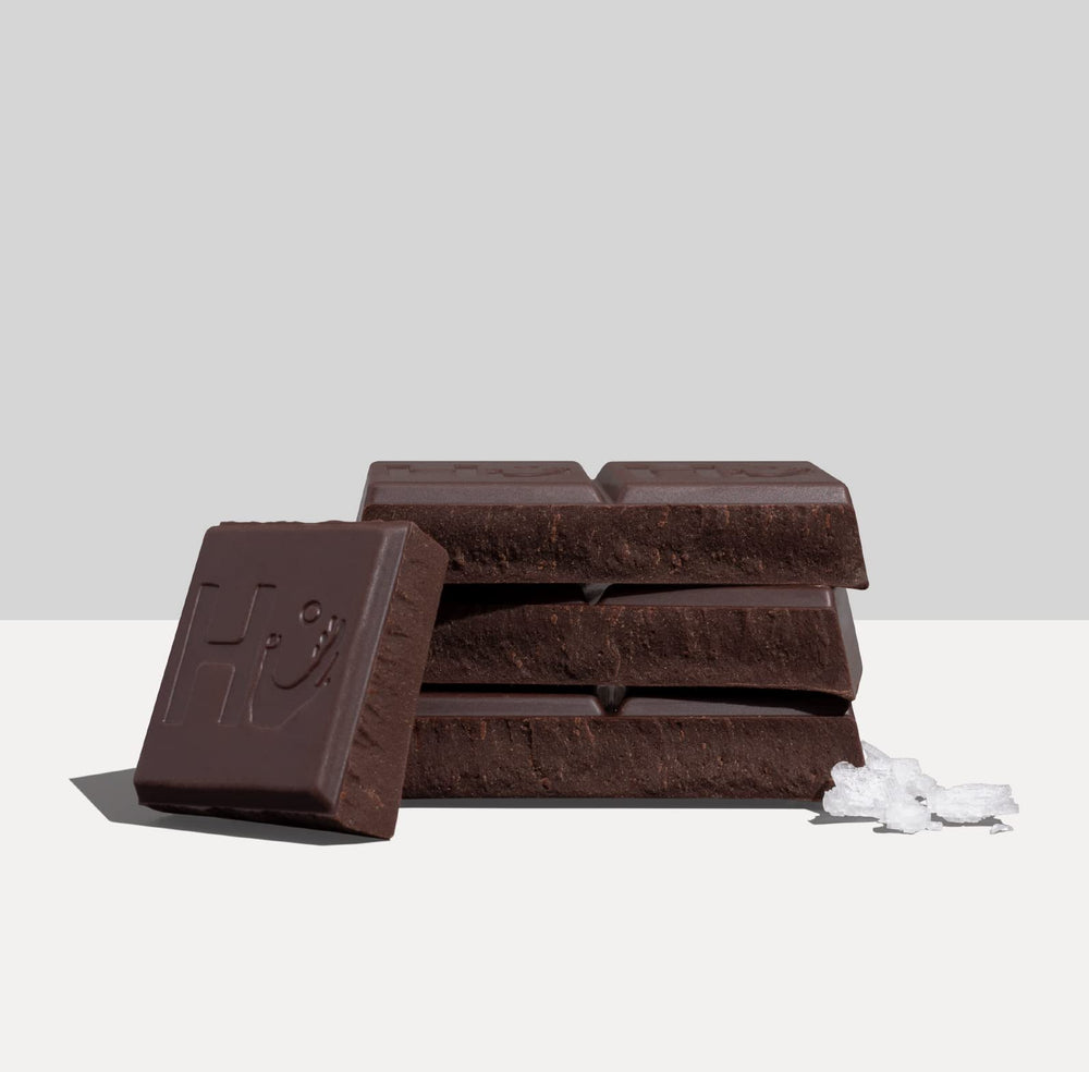 Hu fair-trade cacao bar reveals deep chocolate notes.