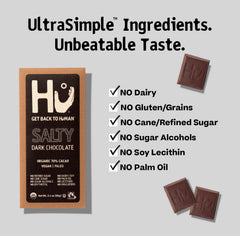 Hu chocolate bars fleur de sel detail highlights premium ingredients.