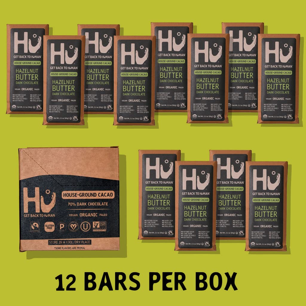 Hu chocolate bars interior texture revealed in cross-section.
