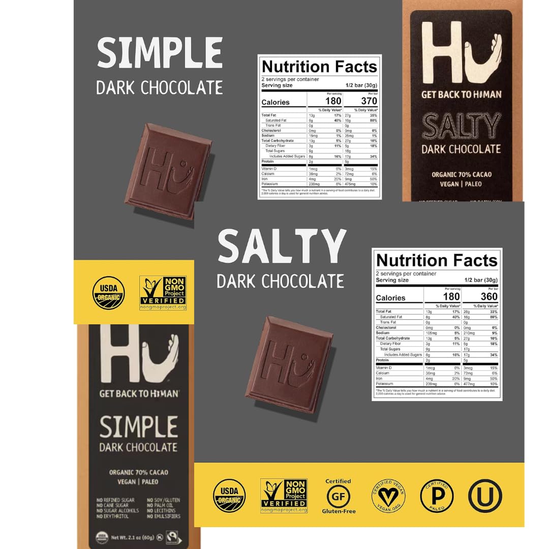 Hu simple-salty bar close-up, balanced savory-sweet flavor profile