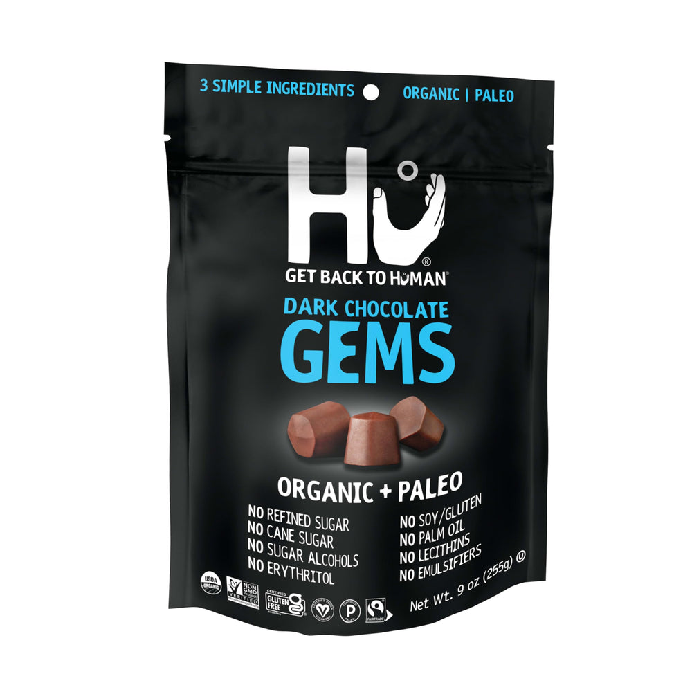 Hu Gems chocolate chips are free of dairy, emulsifiers, and refined sugar