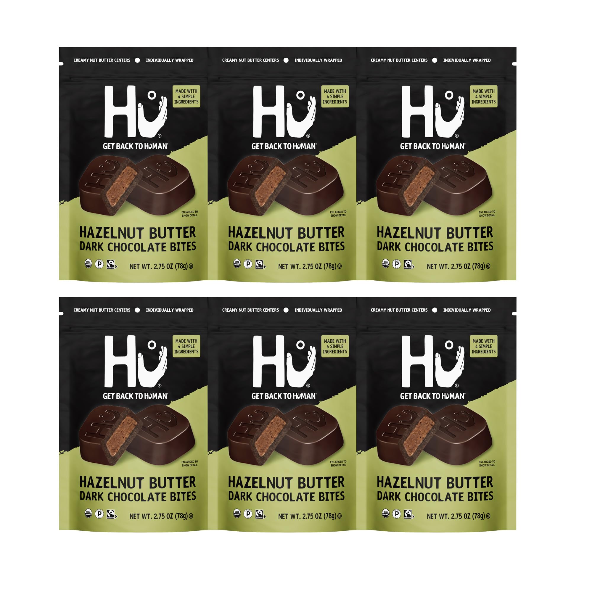 Hu Hazelnut Butter Dark Chocolate Bites pack, ideal on-the-go indulgence.