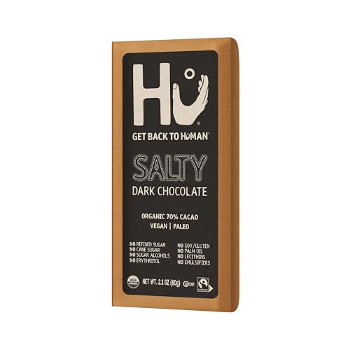 Hu Salty Dark Chocolate Bar glossy finish with salt sparkles