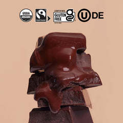 Hu Salty Dark Chocolate Bar close-up shows cacao texture and salt crystals