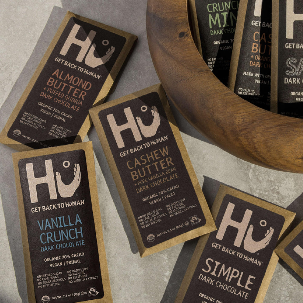 Hu Salty Dark Chocolate Bar served with coffee for a snack pairing