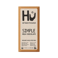 Hu Simple Milk Chocolate Bar packaging highlights clean ingredients for transparency and trust