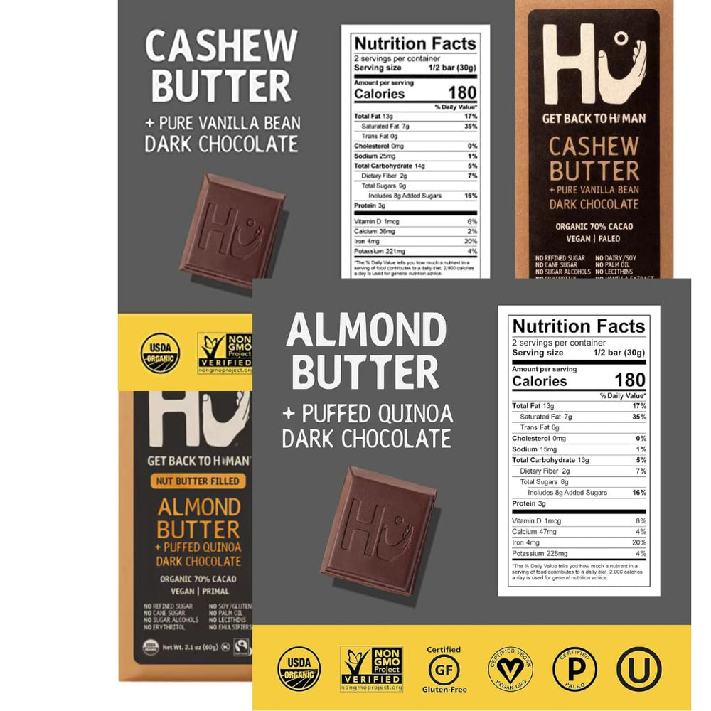 Hu vanilla bean butter bar close-up, creamy notes and crisp texture