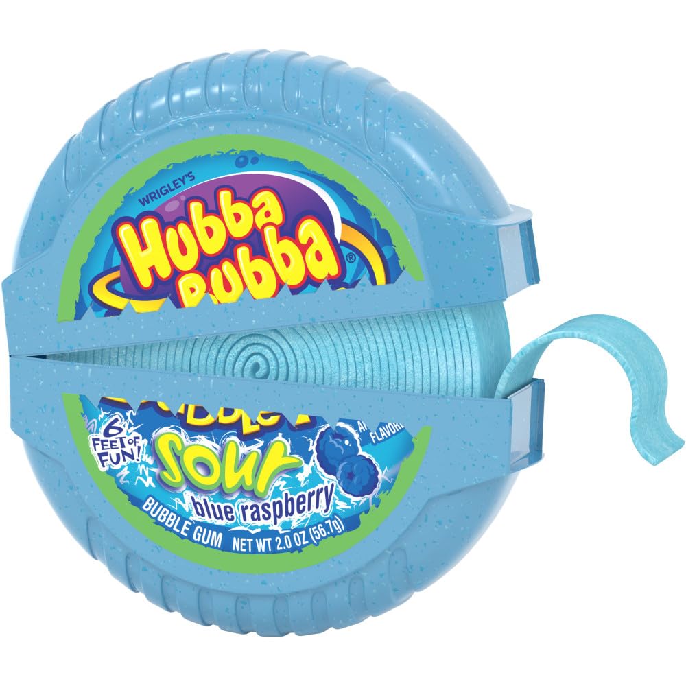 Hubba Bubba blue raspberry bubble gum tape packets for candy exchanges.