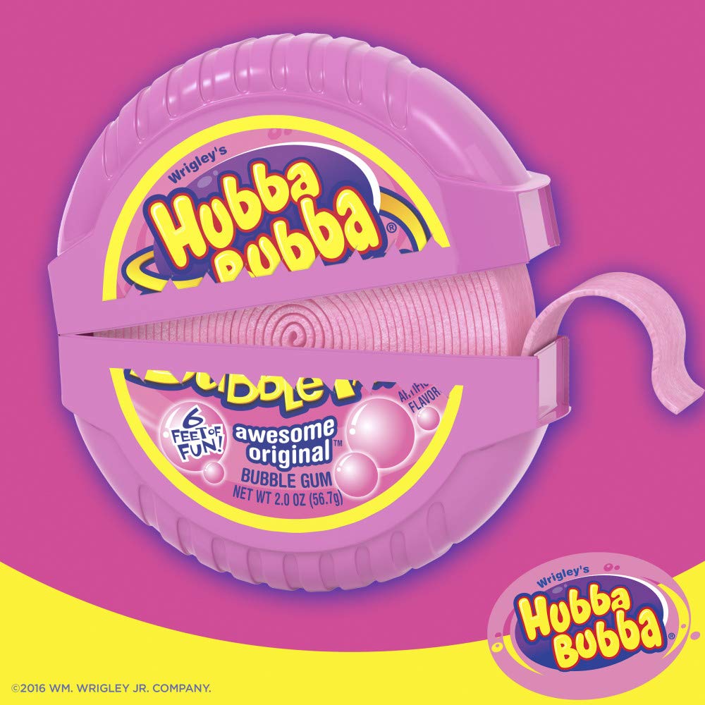 Close-up of Hubba Bubba Bubble Tape Original Flavor for nostalgic appeal.