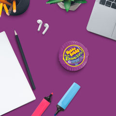 Hubba Bubba Bubble Tape Gushing Grape box display highlighting a multi-pack offer.