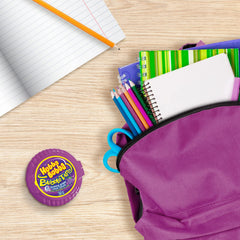 Hubba Bubba Bubble Tape Gushing Grape 12-roll box displayed for kids' lunches.