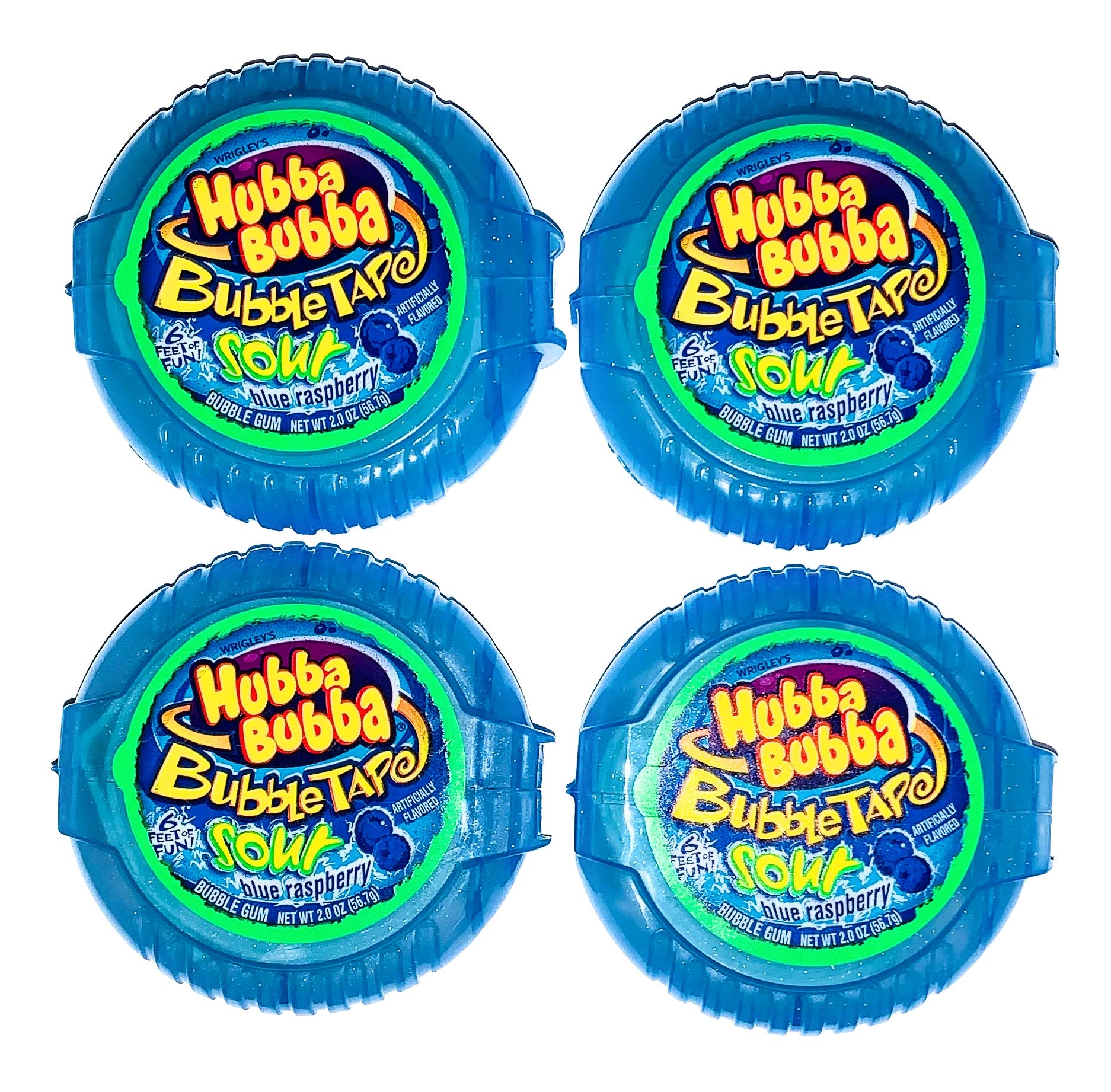 Hubba Bubba Bubble Tape Sour Blue Raspberry 6-foot roll, 4-pack, ideal for sharing