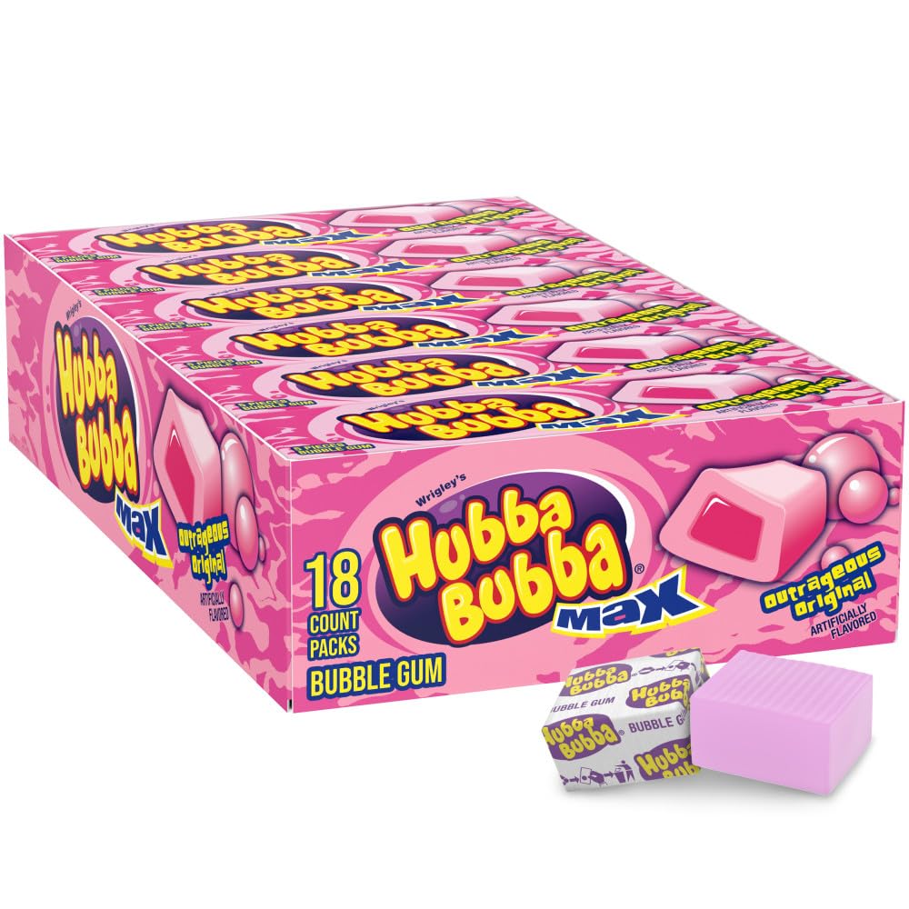 Hubba Bubba Max original bubble gum soft chew ideal for flavor and bubble-blowing practice.