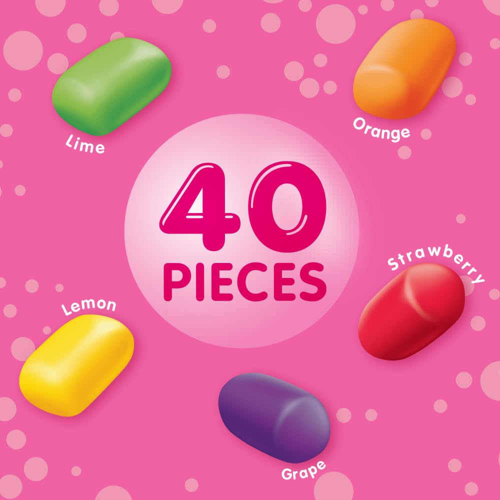 Six 40-count Hubba Bubba Minis SKITTLES bottles arranged for easy storage.