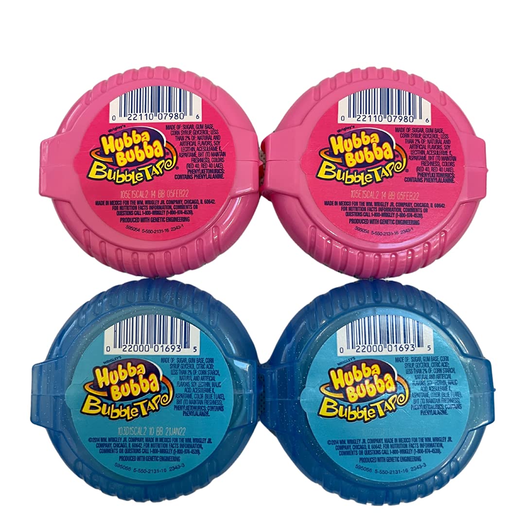 Hubba Bubba Sour Blue Raspberry Bubble Tape 6-foot roll for lunchbox treats.