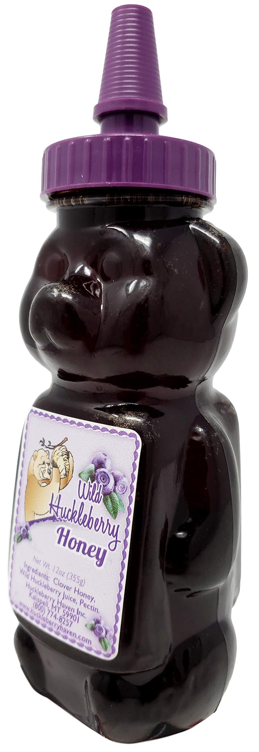 Huckleberry Haven wild huckleberry honey bear pour showcases natural flavor.