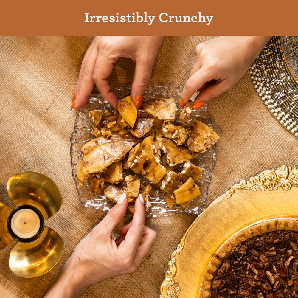 Hudson Pecan Company pecan brittle 8oz pouch, convenient snacking option
