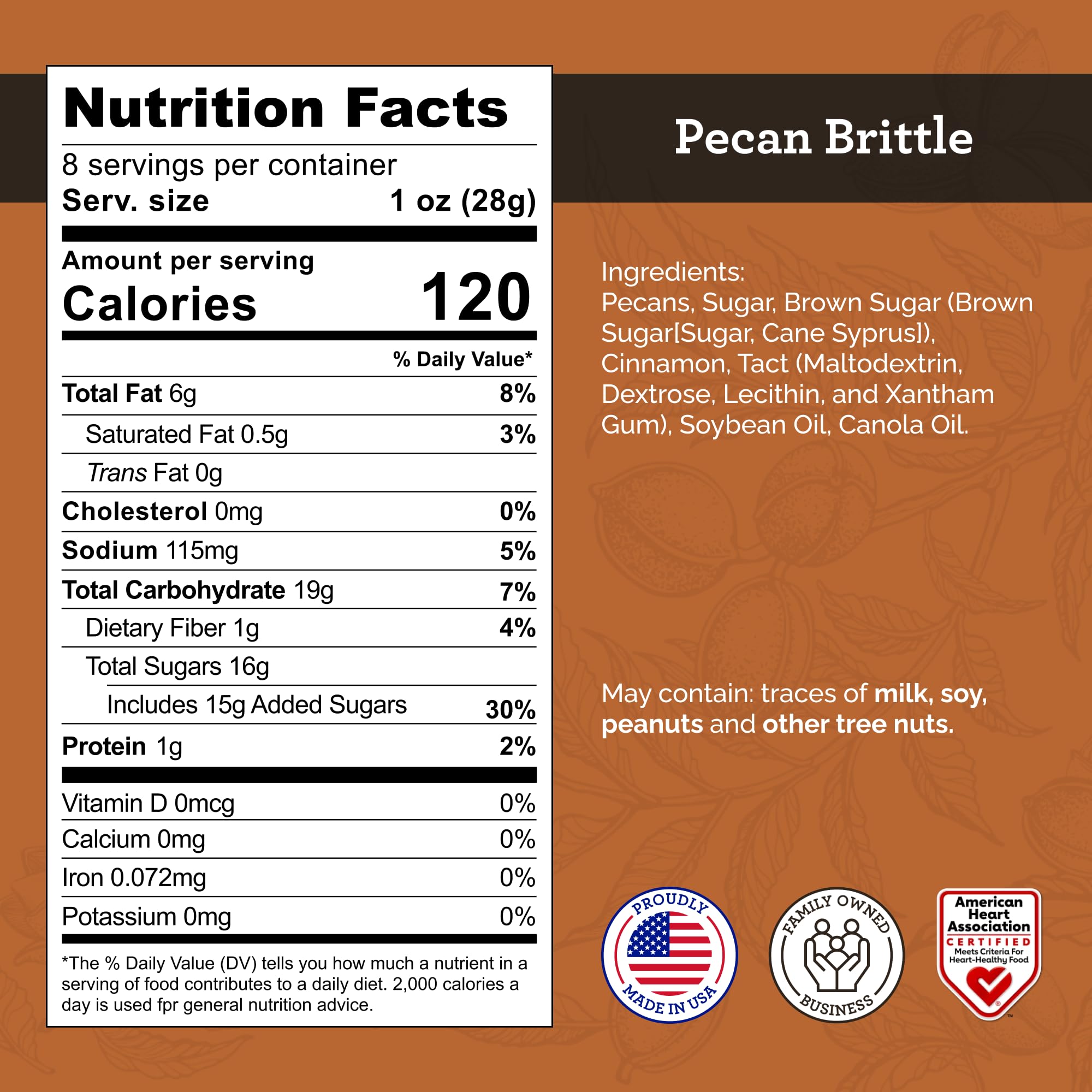 Hudson Pecan Company pecan brittle closeup reveals crunchy texture and rich aroma