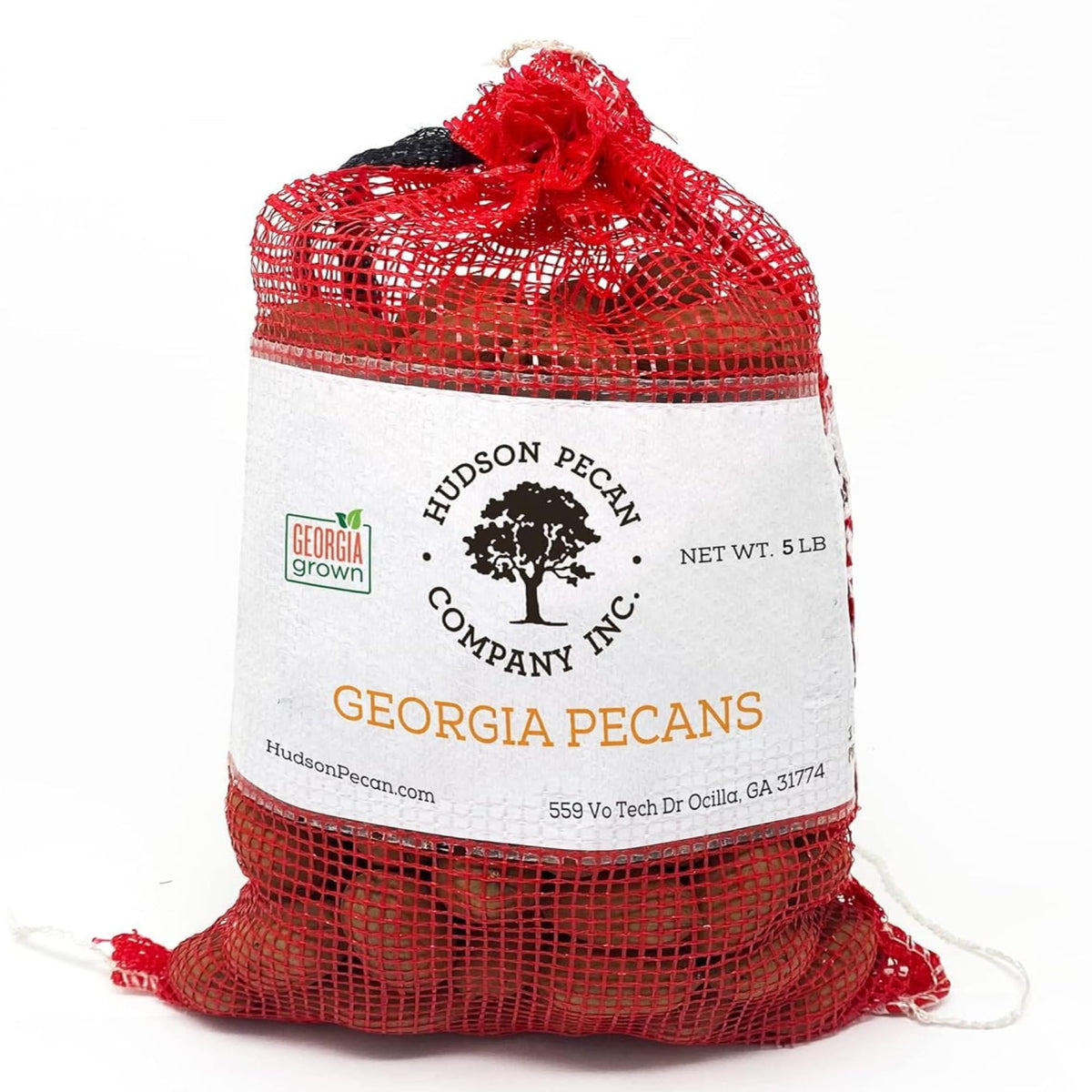 Hudson Pecan Georgia-grown in-shell bag showing premium nuts, ideal keto snack.
