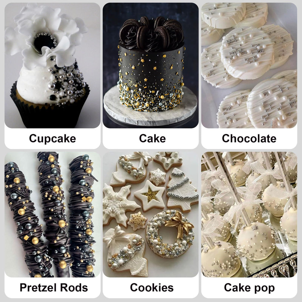 Huebeaty black-silver mix adds chic contrast to pastries