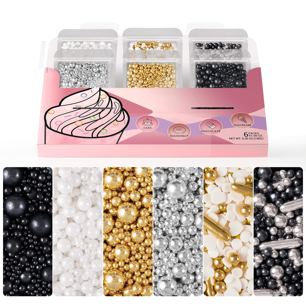 Huebeaty 6-in-1 black sprinkles for dramatic dessert decoration