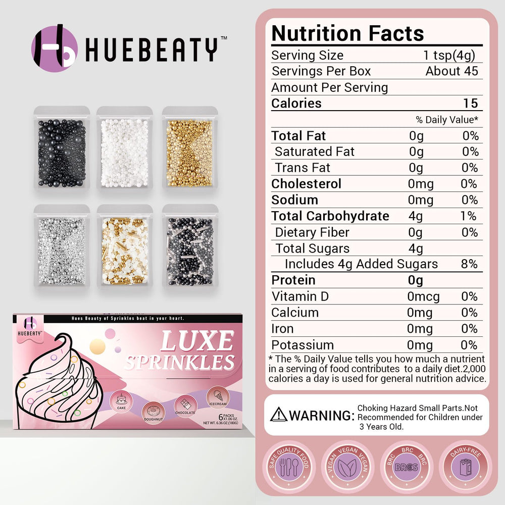 Huebeaty 6-in-1 gold sprinkles add shimmering accents