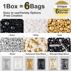 Huebeaty 6-in-1 silver sprinkles provide modern sparkle