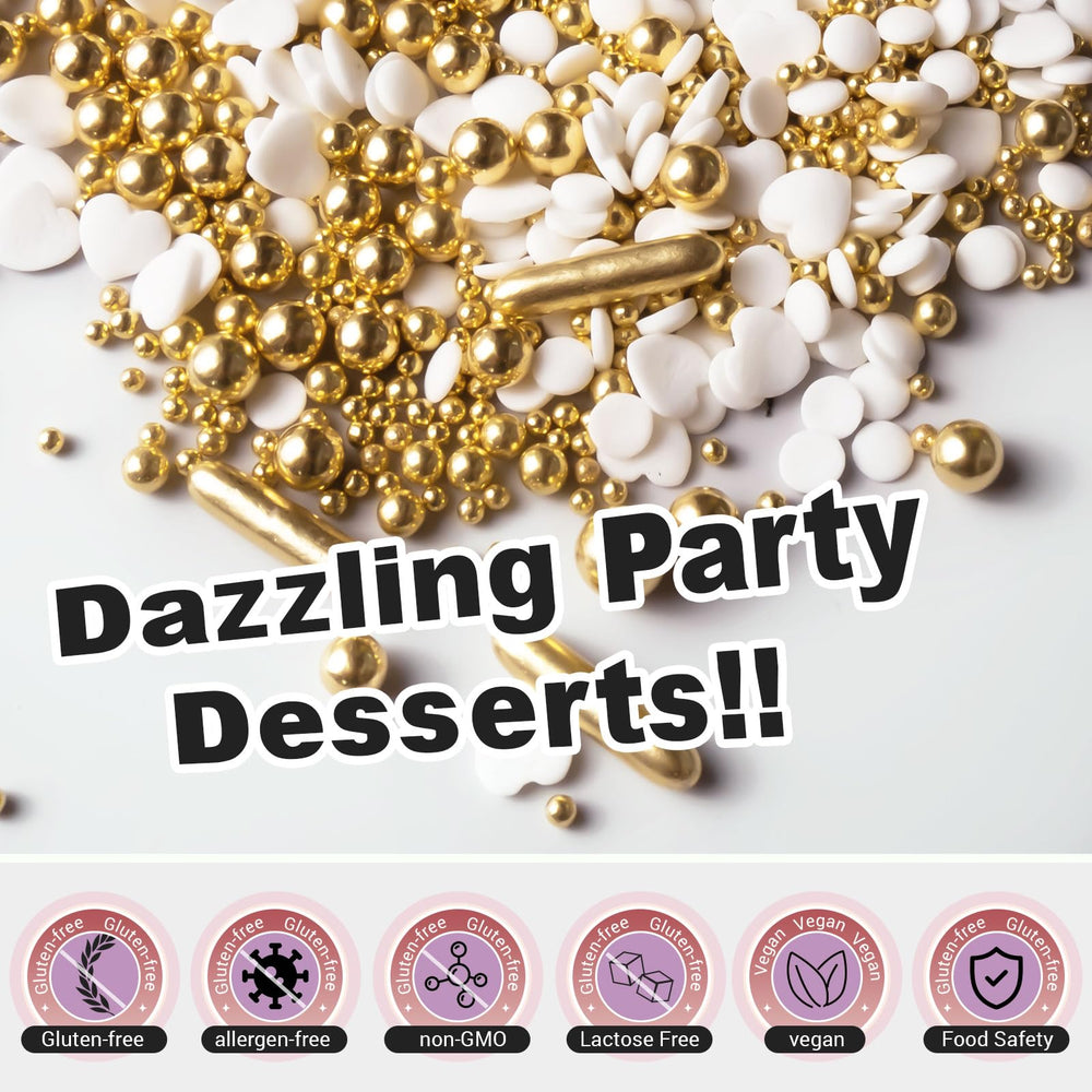 Huebeaty white edible pearls for elegant cake texture