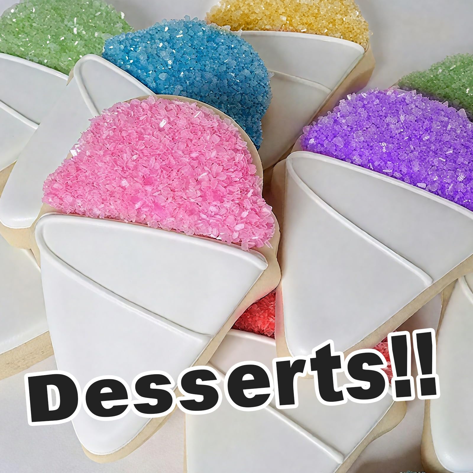 Huebeaty sprinkles add colorful accents to birthday desserts.