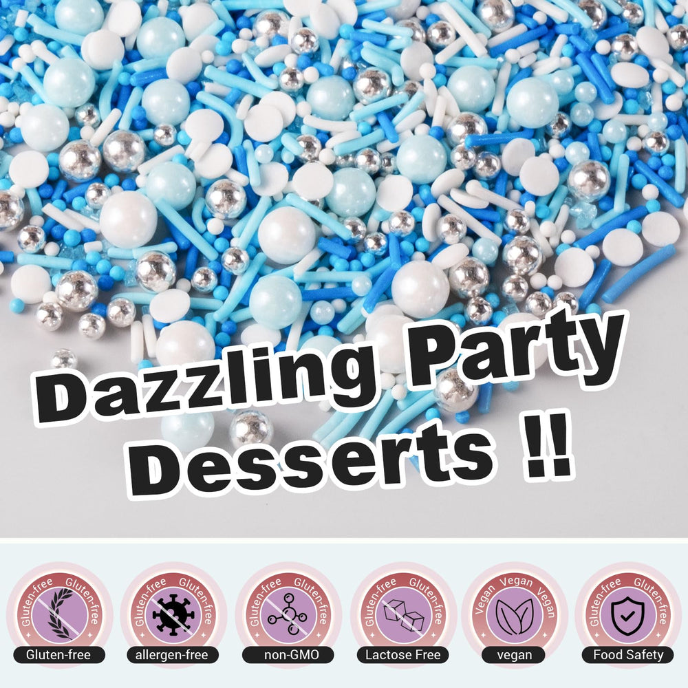 Huebeaty blue jimmies bring playful stripes to cupcakes and treats