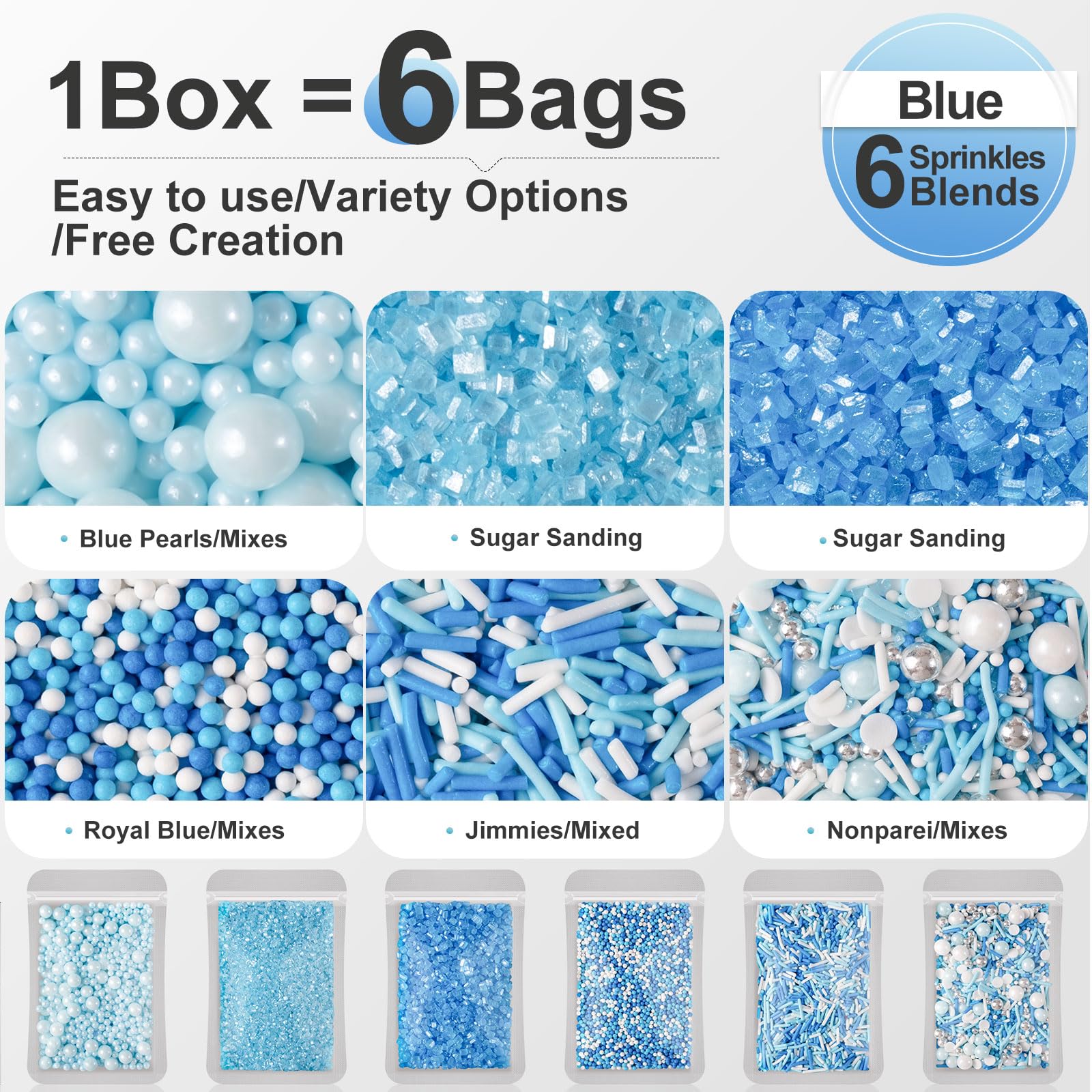 Huebeaty blue nonpareils create delicate texture for desserts