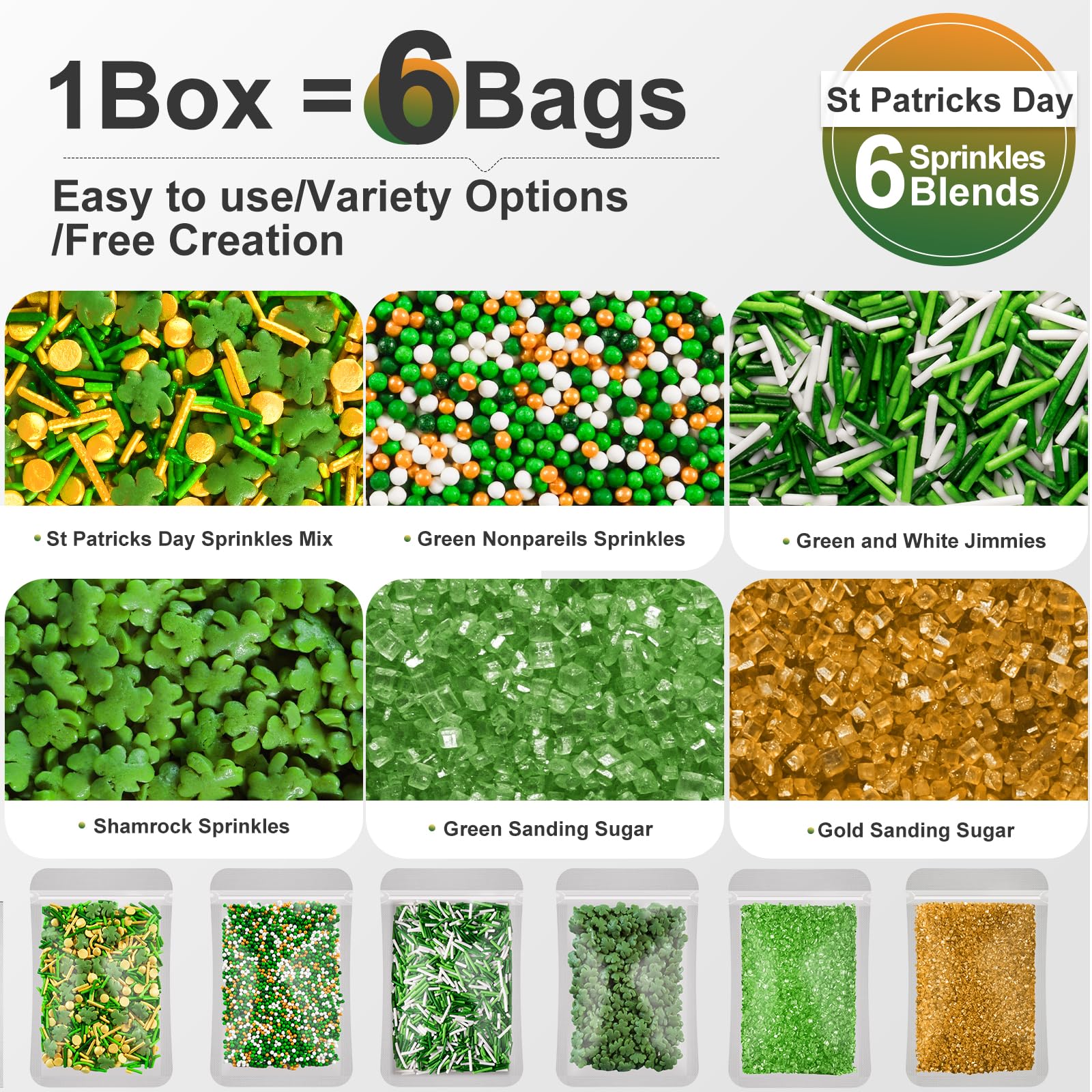 Huebeaty shamrock sprinkles festive toppings for cakes