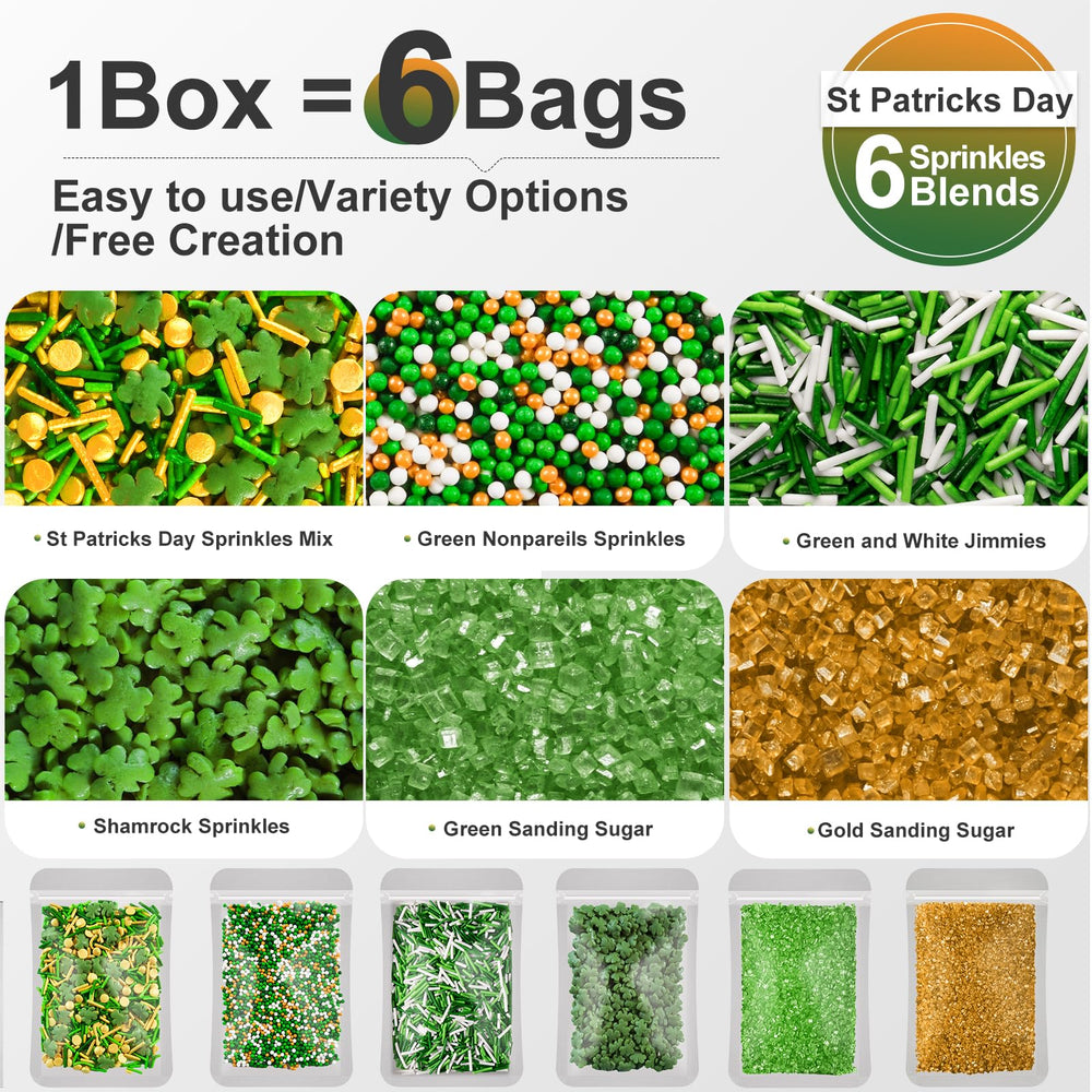Huebeaty shamrock sprinkles festive toppings for cakes