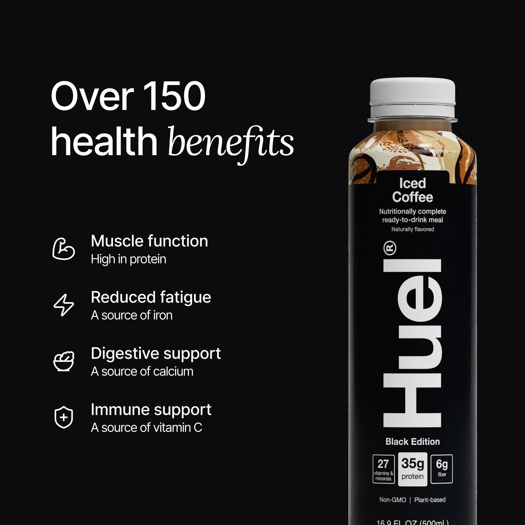 Huel Black Edition RTD strawberry banana bottle, colorful option with nutrients