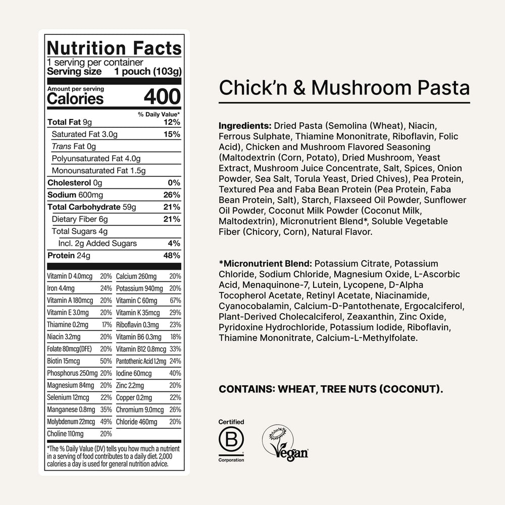 Huel Chick'n Mushroom steam-ready pack offers protein-rich comfort without cooking