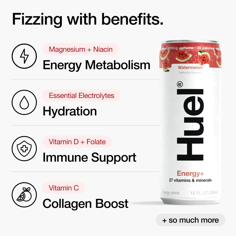 Huel Energy+ real fruit essence close-up highlighting natural flavor and no artificial colors.