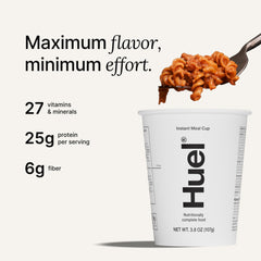 Microwave-ready Huel Cajun Pasta Cup for fast heat-and-eat dinner