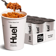 Huel Cajun Pasta Cup packaging showing convenient plant-based meal option