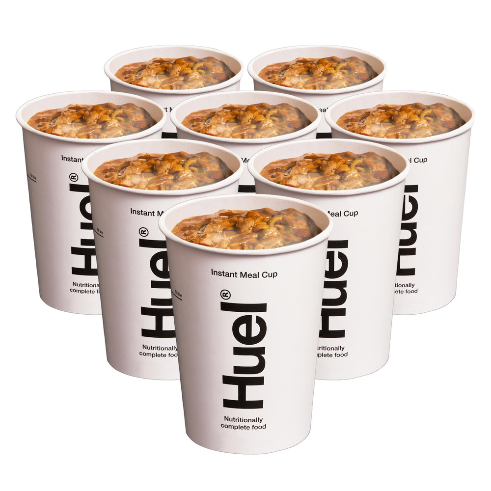 Huel hot and savory microwave-ready cup, five minutes to a meal