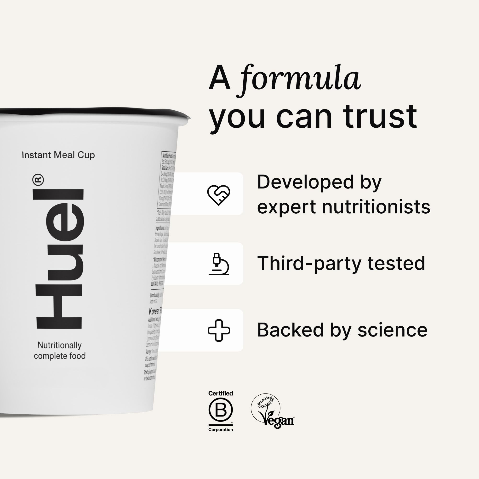 Sustainable packaging used for Huel Hot and Savory Cups Spicy Gochujang.