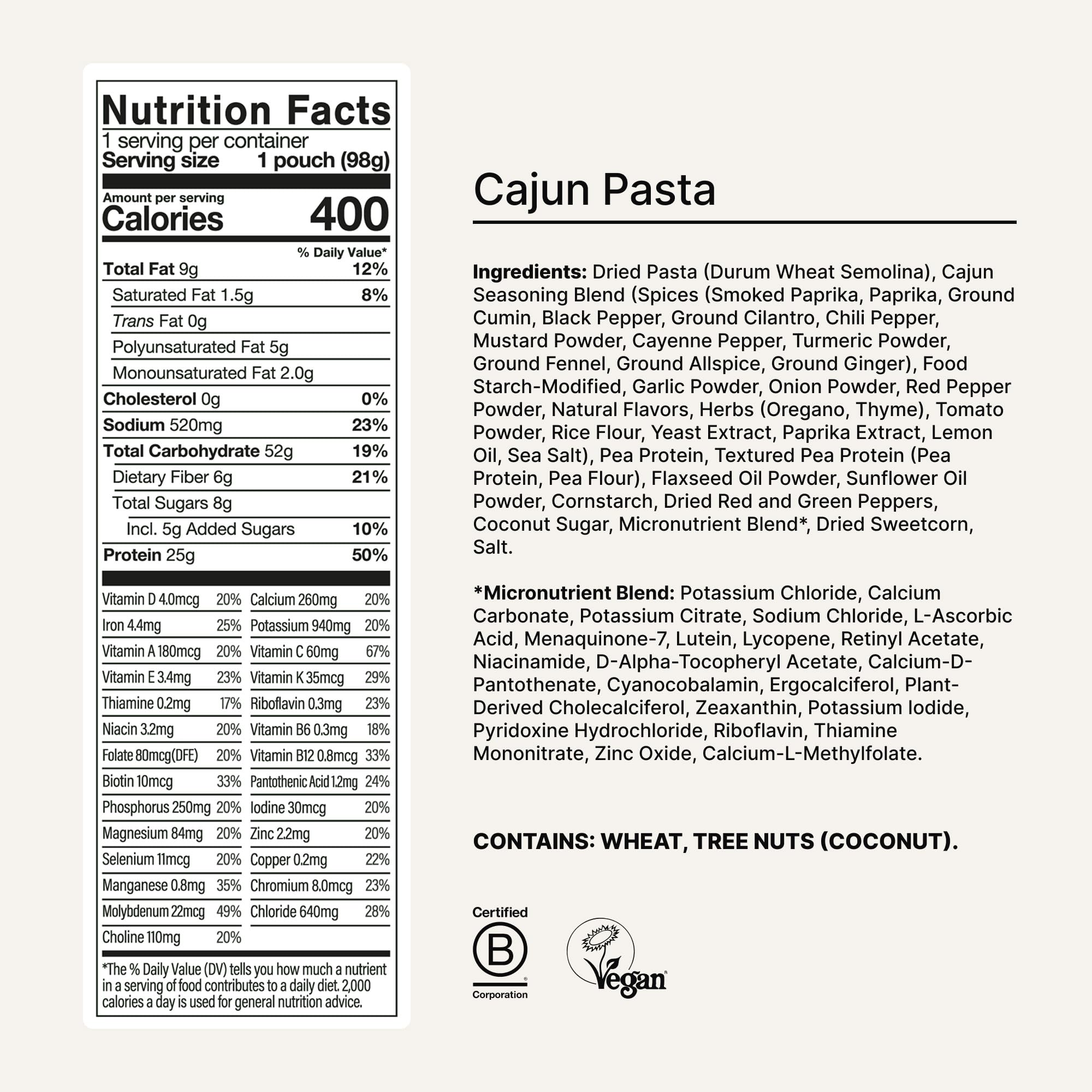 Huel Cajun Pasta bowl steaming for a warm, satisfying instant meal.