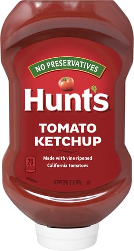 Side view of Hunt's ketchup bottle with cap