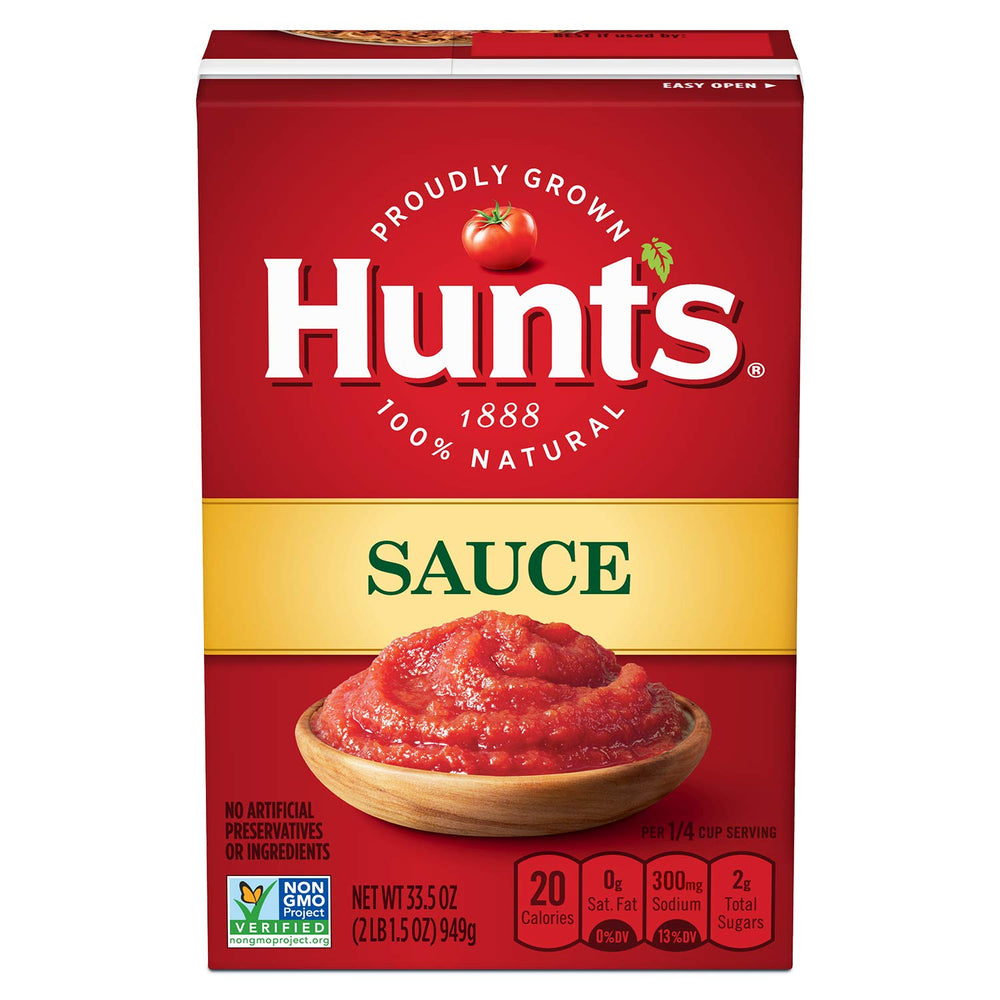 Hunt's Tomato Sauce with vine-ripened tomatoes for pasta dishes.