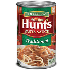 Hunt's traditional pasta sauce front view with rich tomato flavor