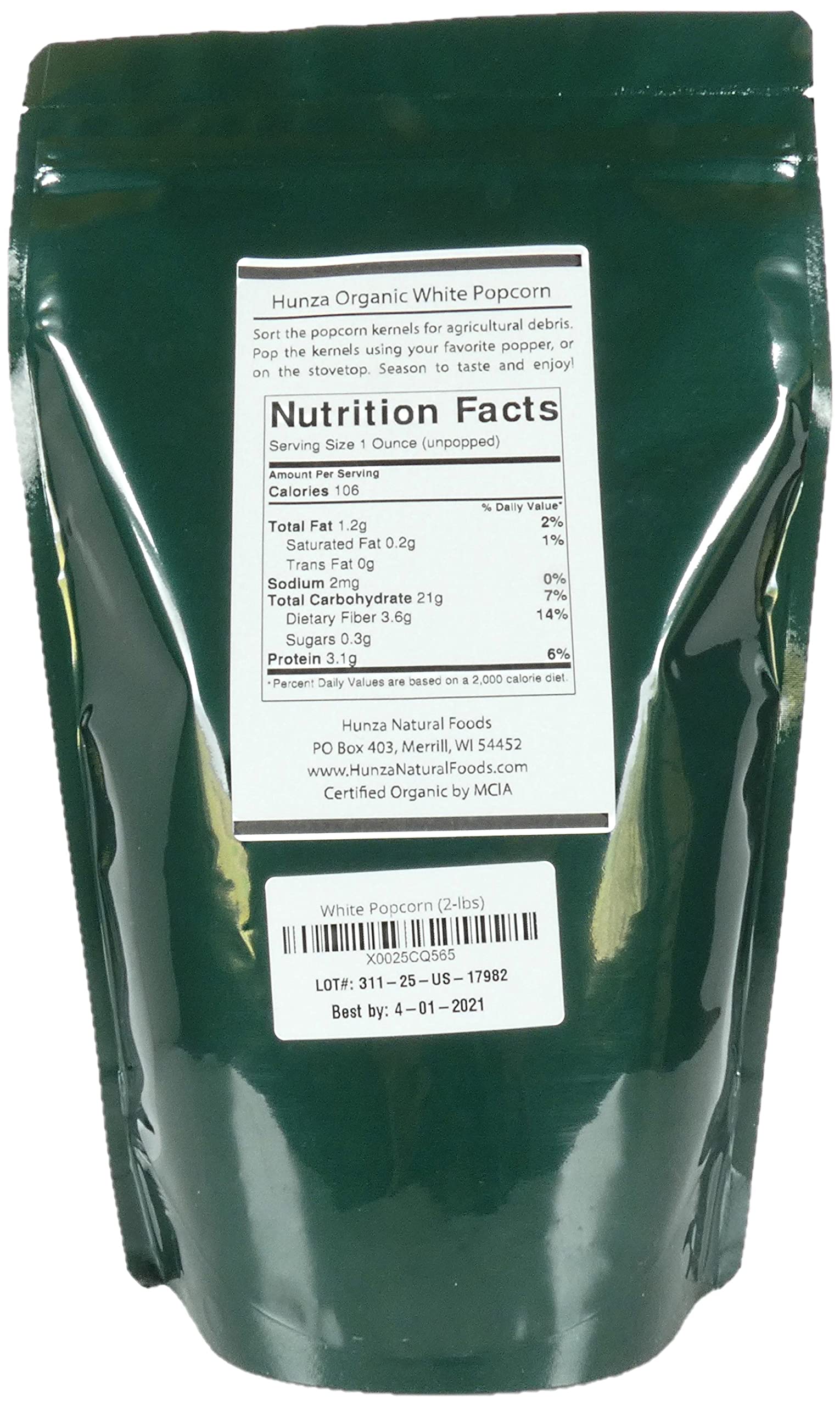 Close-up of Hunza White Popcorn kernels, showcasing USDA Organic, non-GMO quality.