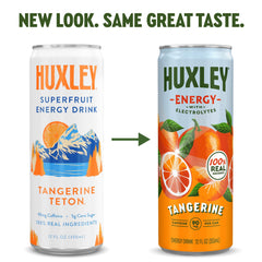 Huxley label close-up highlighting no artificial sweeteners or flavors