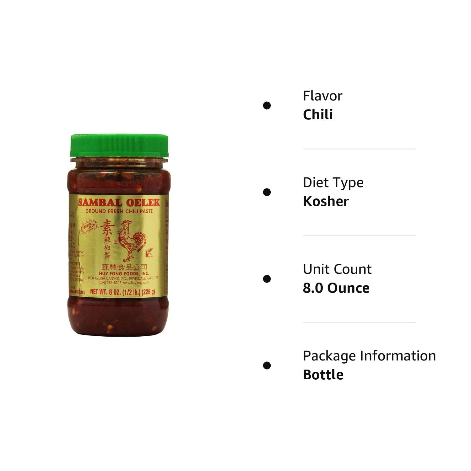 Huy Fong Sambal Oelek bottle pour ready to spice soups and marinades.